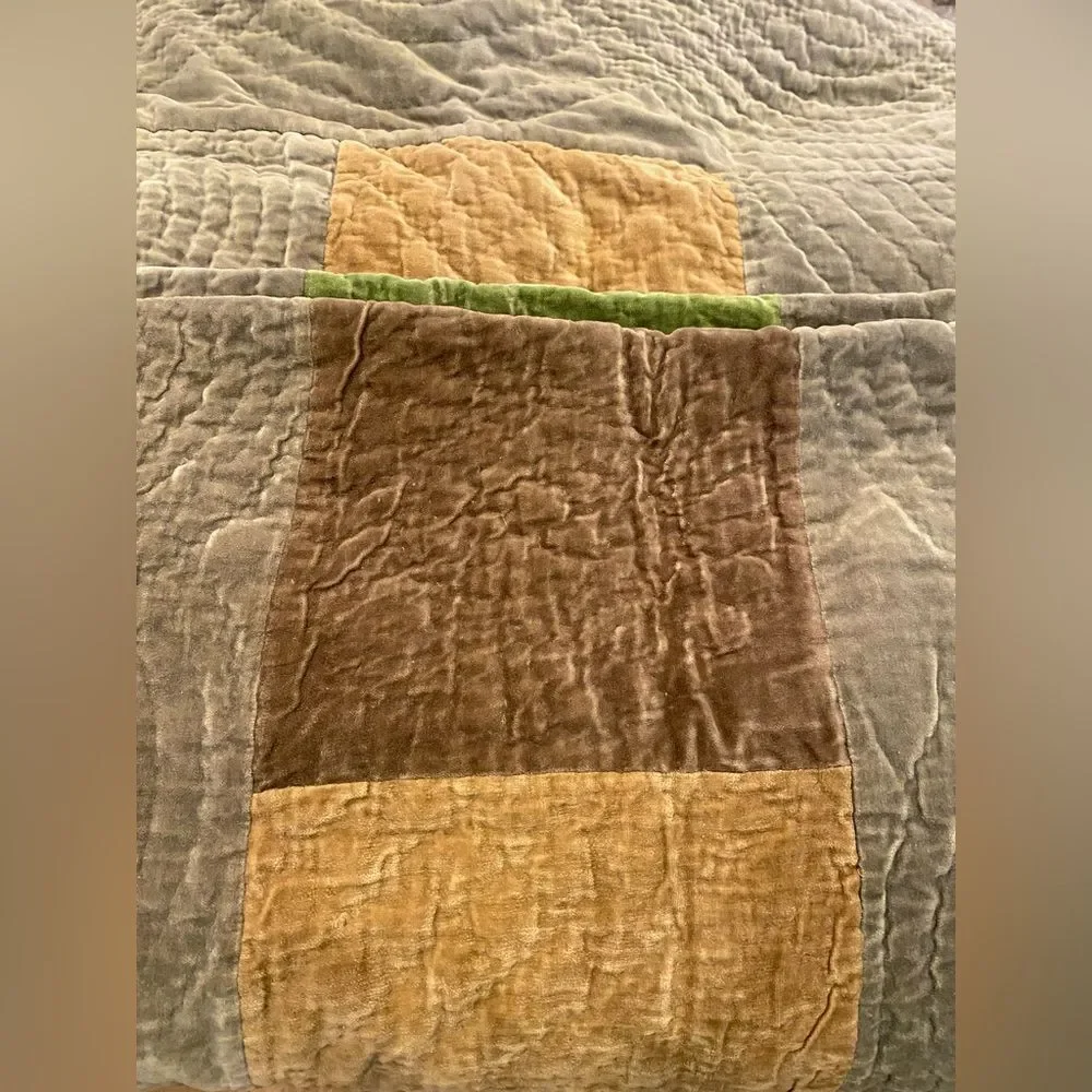 POTTERY BARN Velvet Patchwork Quilt cottagecore Vintage 100% Cotto…